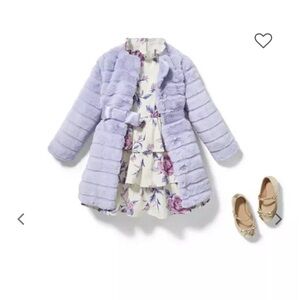 Janie and Jack lilac Chanel faux fur coat 5/6